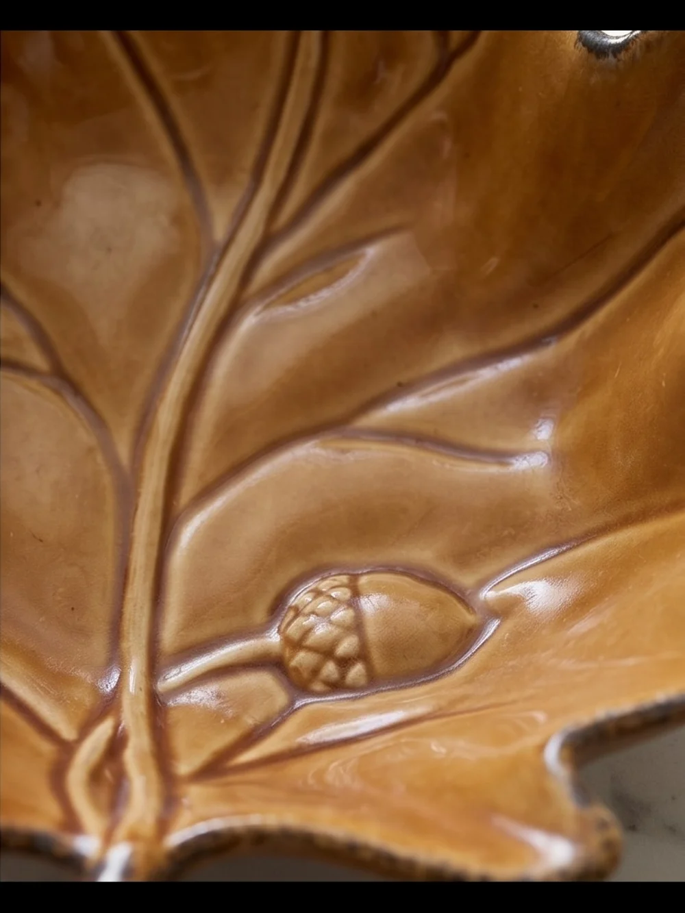 2 Pottery Barn Oak Leaf Ceramic Decorative Bowl - Brown